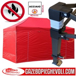 Gazebo EASY  STRONG 3x4,5m - pieghevole e portatile CERTIFICATO IGNIFUGO - ROSSO