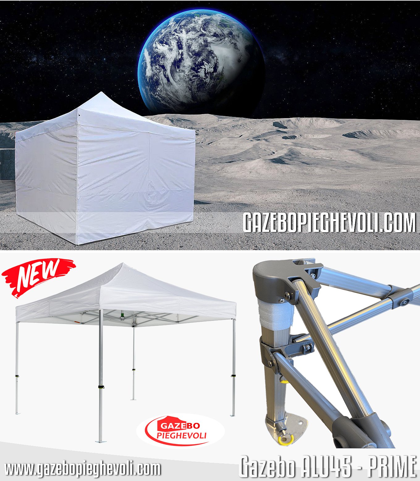 gazebo pieghevole alluminio portatile retrattile eventi feste stand chiosco mercato mercatini tensolux