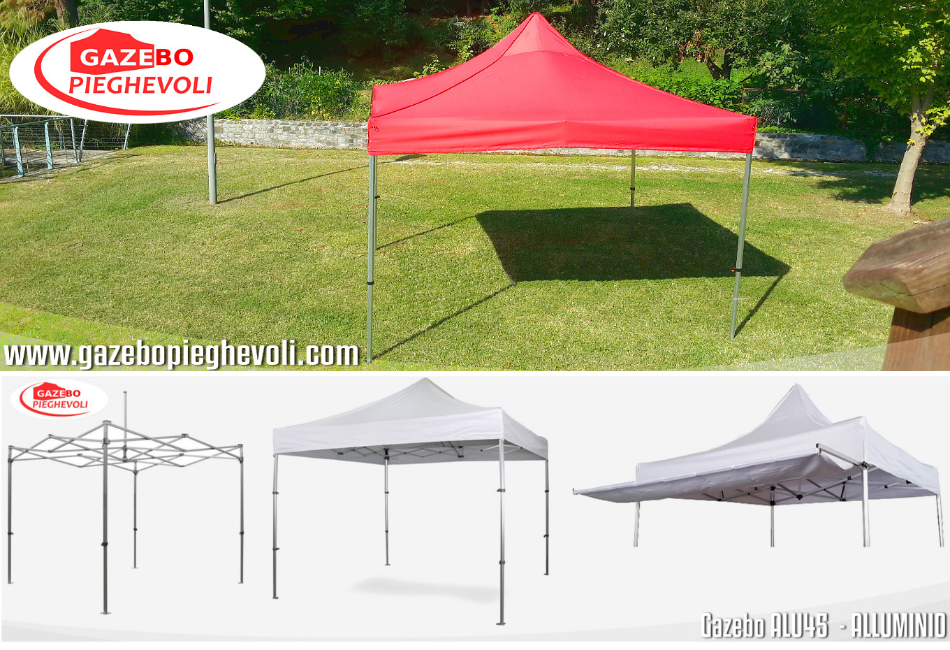 gazebo pieghevole alluminio portatile retrattile eventi feste stand chiosco mercato mercatini tensolux